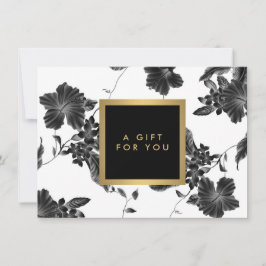 Certificado de regalo de patrón floral negro vinta