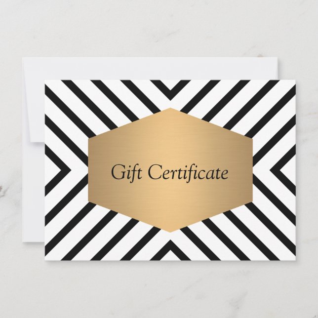 Certificado de regalo de patrón negro y blanco de  (Anverso)