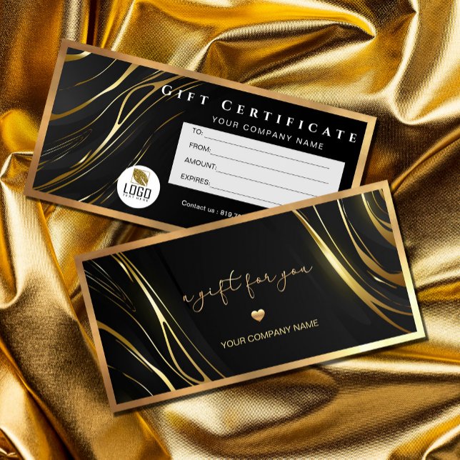 Certificado de regalo de pelo de oro negro realist (Realistic elegant Black Gold Hair Gift Certificate #zazzlemade #certificate #haistylegiftcard
)