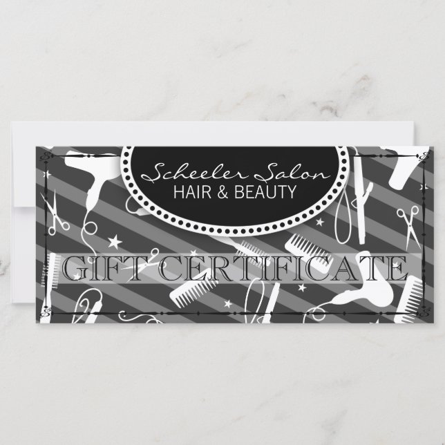 Certificado de regalo de pelo y belleza gris (Anverso)