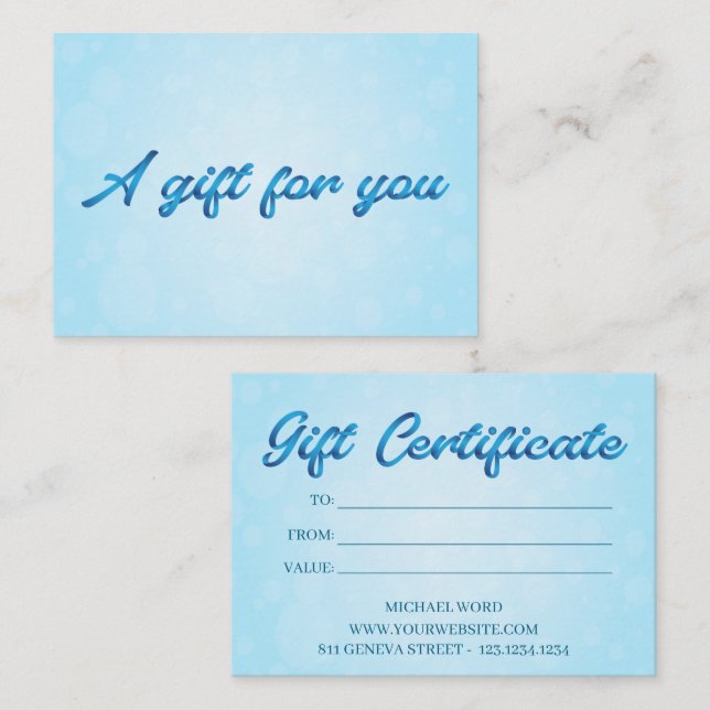 Certificado de regalo de pequeño negocio Calligrap (Anverso / Reverso)