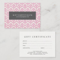 Certificado de regalo de Personalizable de Damasco