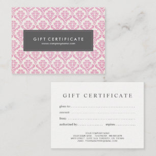 Certificado de regalo de Personalizable de Damasco