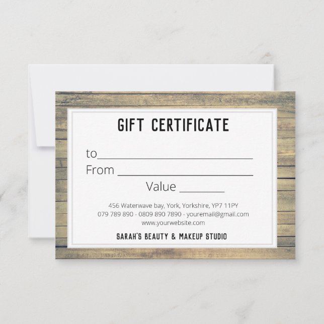 Certificado de regalo de Personalizado de Wash Was (Reverso)