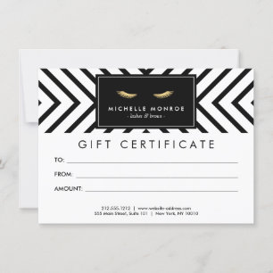 Certificado de Regalo de Pestañas Doradas con Patr