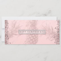 Certificado de Regalo de Piña con Brillo de Oro Ro