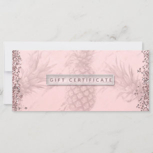 Certificado de regalo de piña Purpurina de oro ros