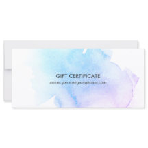 Certificado de regalo de pintura azul y púrpura