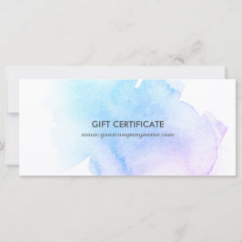 Certificado de regalo de pintura azul y púrpura