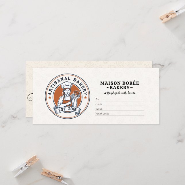 Certificado de regalo de postres de pastelería de  (Anverso/Reverso In Situ)