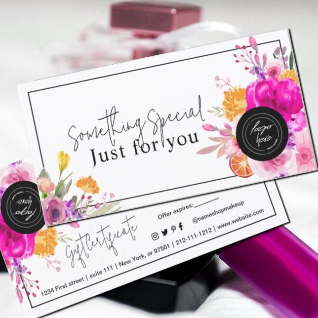 Certificado de regalo de primavera de flores silve ( watercolor flowers in shades of pink and yellow in rustic garden greenery. #wildflowers#springbloom)