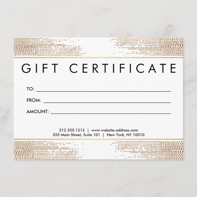 Certificado de regalo de puntos de bronce dorados (Anverso)