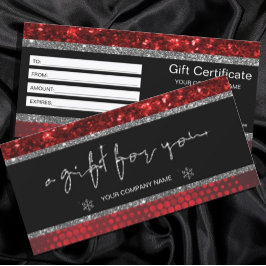 Certificado de regalo de Purpurina de Faux Rojo Pr