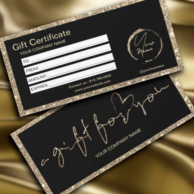 Certificado de regalo de Purpurina de oro moderno (#zazzlemade #giftcertificate #giftcart #agiftforyou #luxurycard #glittergold)