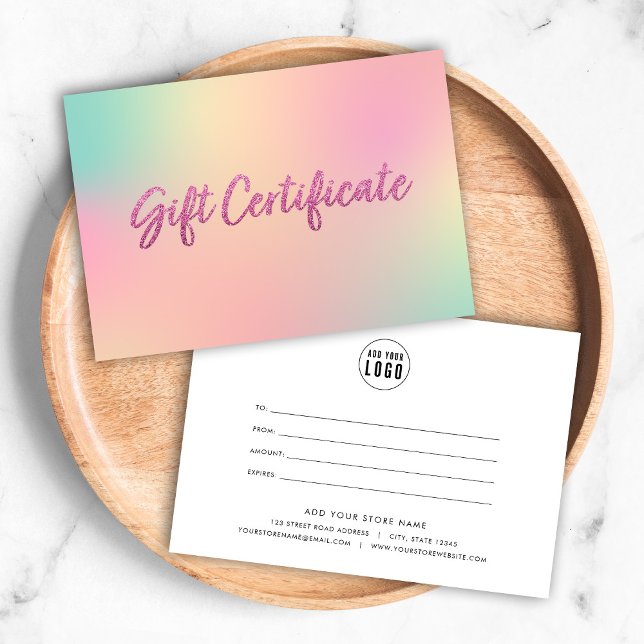 Certificado de regalo de Purpurina rosa de Unicorn (Subido por el creador)