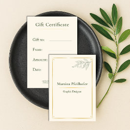 certificado de regalo de rama de oliva elegante