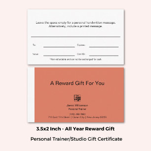 Certificado de regalo de recompensa de entrenador 