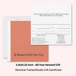 Certificado de regalo de recompensa para entrenado