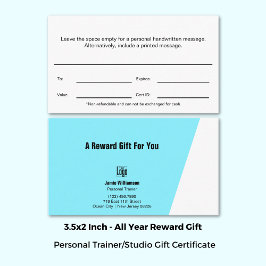 Certificado de regalo de recompensa para formadore