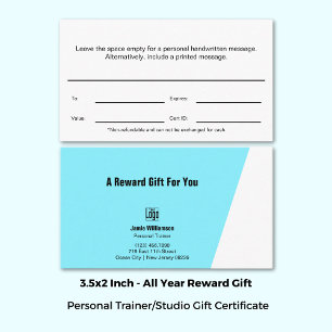 Certificado de regalo de recompensa para formadore