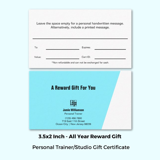 Certificado de regalo de recompensa para formadore (3.5x2 Inch, High Performance Trainer Reward Gift Certificate)