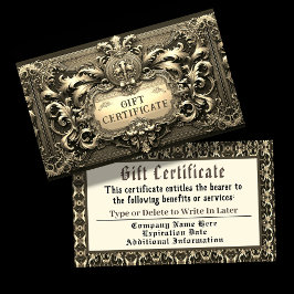 Certificado de regalo de regalías de oro