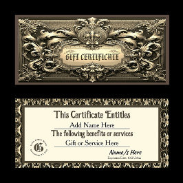 Certificado de regalo de regalías de oro