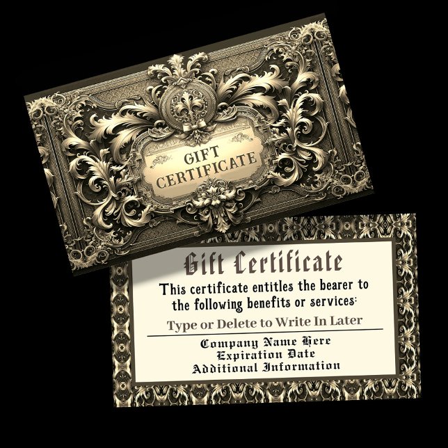 Certificado de regalo de regalías de oro (Gold Gift Certificate)