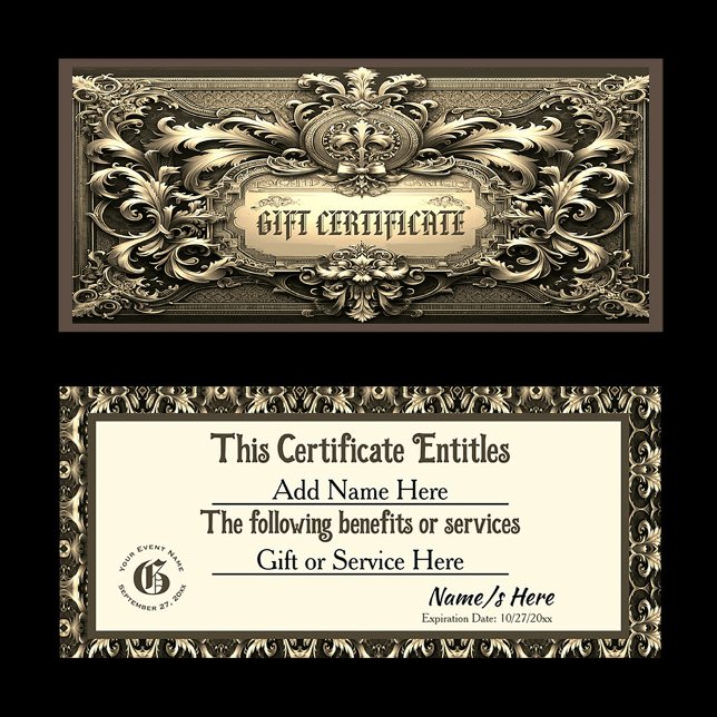 Certificado de regalo de regalías de oro (Gold Gift Certificate)