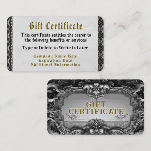 Certificado de regalo de regalías de plata