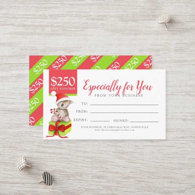 Certificado de regalo de regalo de $250 para Navid (Anverso/Reverso In Situ)