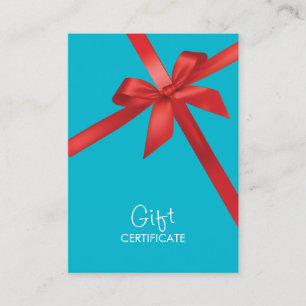 Certificado de regalo de regalo de cinta roja turq
