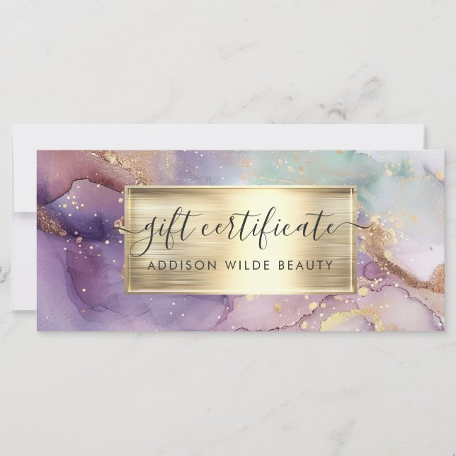 Certificado de regalo de Relieve metalizado dorado (Anverso)