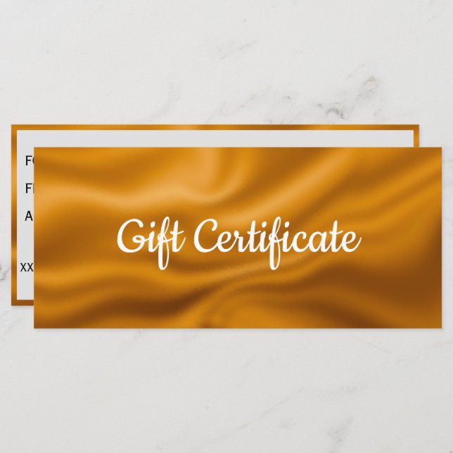 Certificado de regalo de Relieve metalizado metáli (Anverso / Reverso)