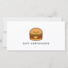 Certificado de regalo de restaurante de hamburgues
