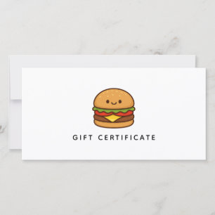 Certificado de regalo de restaurante de hamburgues