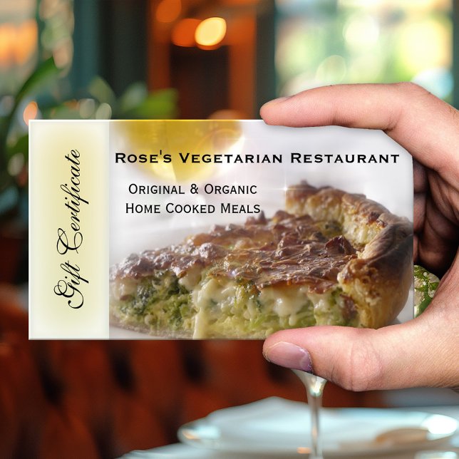 Certificado de regalo de restaurante o vale de reg (Gift certificate for a vegetarian or vegan restaurant featuring your custom photo)