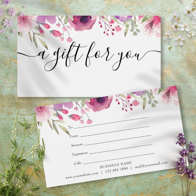 Certificado de regalo de rosas acuarela (Watercolor Roses Floral Gift Certificate)