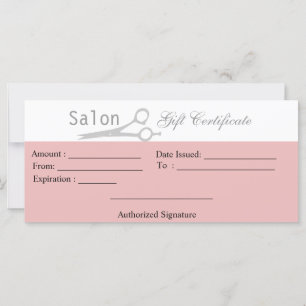 Certificado de regalo de salón