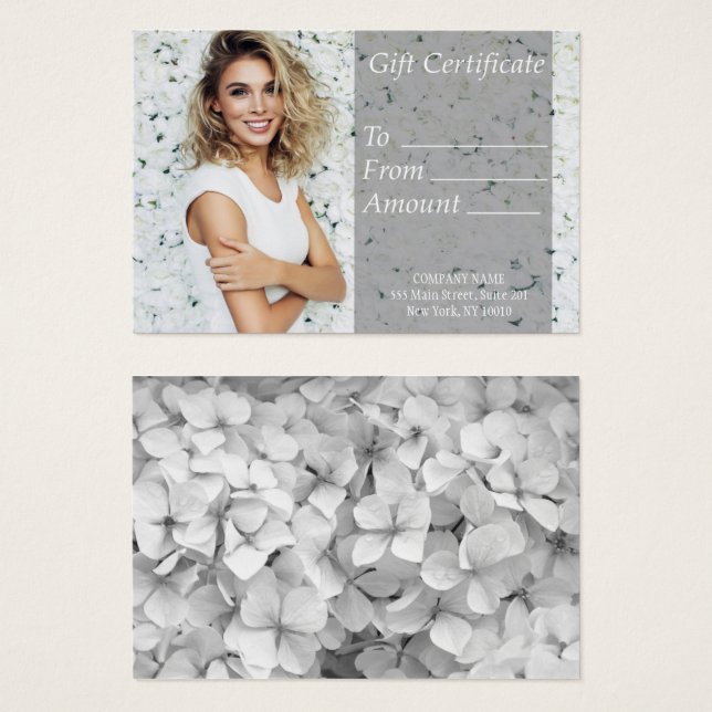 Certificado de regalo de salón blanco (Anverso y reverso)