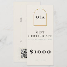 Certificado de regalo de salón de arco de oro mini