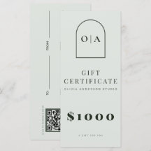 Certificado de regalo de salón de arco verde salvi