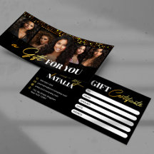 Certificado de regalo de salón de belleza negro el