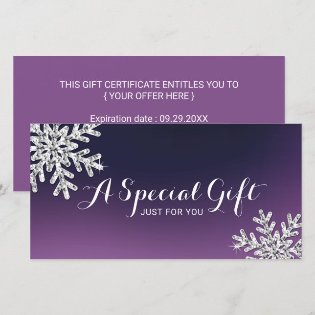 Certificado de regalo de salón de belleza Purple S (Anverso / Reverso)