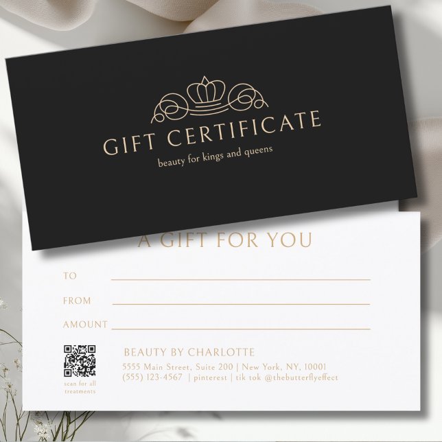 Certificado de regalo de salón de coronas elegante (Subido por el creador)