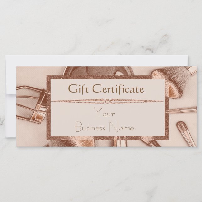 Certificado de regalo de salón de maquillaje de pu (Anverso)