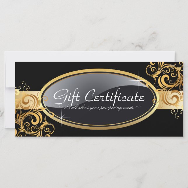 Certificado de regalo de salón de oro y negro (Anverso)