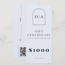 Certificado de regalo de salón de peinado arco azu