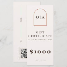 Certificado de regalo de salón de peinado con arco