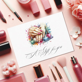 Certificado de regalo de salón de uñas de acuarela